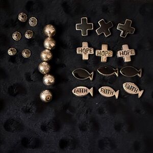 Silver and Black Faith Hope Cross and Fish Charms